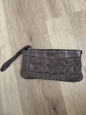 Ellington Brown Quilted Wristlet Clutch